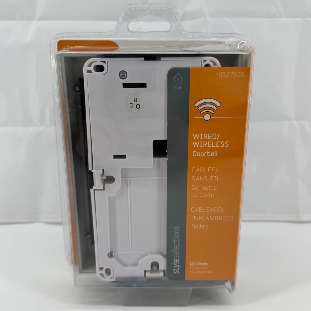 Style Selections Doorbell Brushed Nickel Wired‎ Wireless 10 Chimes New Open Box